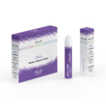 Allo ultra 1600 puffs grape ice disposable vape