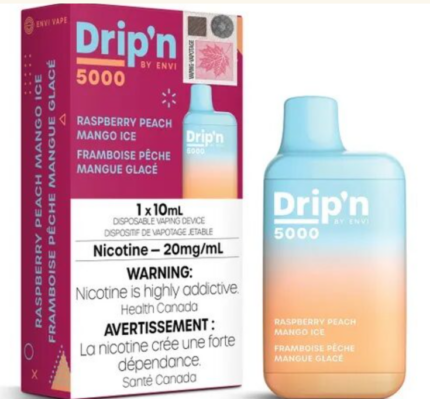 dripn raspberry peach mango ice 5000 puffs