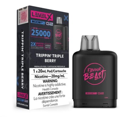 level x boost G2 trippin tripple berry pods 25k flavor beast 2x boosted flavor