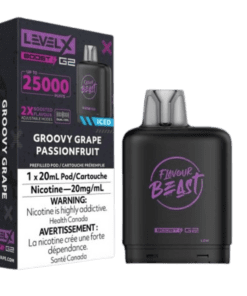 Groovy Grape Passionfruit vape pod, 25K prefilled vape pod, beast level x boost G2
