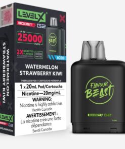 watermelon strawberry kiwi vape pod, 25K prefilled vape pod, beast level x boost G2, beast level