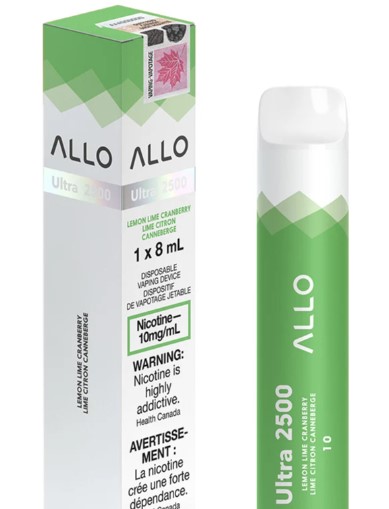 allo ulatra 2500 lemon lime cranberry 1x8mL disposible vape